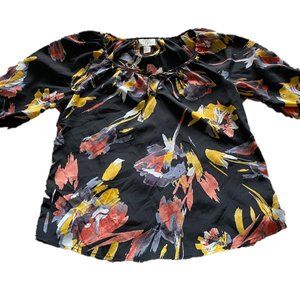 Loft floral w/ ties on collar and sleeves Size S